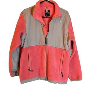The North Face pink gray zip up fleece jacket girls XL
